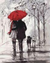 Милая прогулка под дождем с собаками