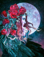 Без бренда «Девушка с розами в волосах на фоне луны» в Орле в интернет-магазине Без бренда «Девушка с розами в волосах на фоне луны» в Орле