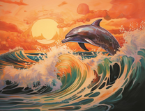 Дельфин над волной