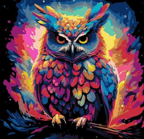 Пёстрая сова в стиле поп-арт