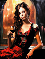 Без бренда «Обворожительная брюнетка с бокалом красного вина» в Орле