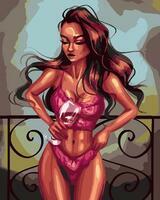 Без бренда «Девушка в нижнем белье с бокалом вина» в Орле